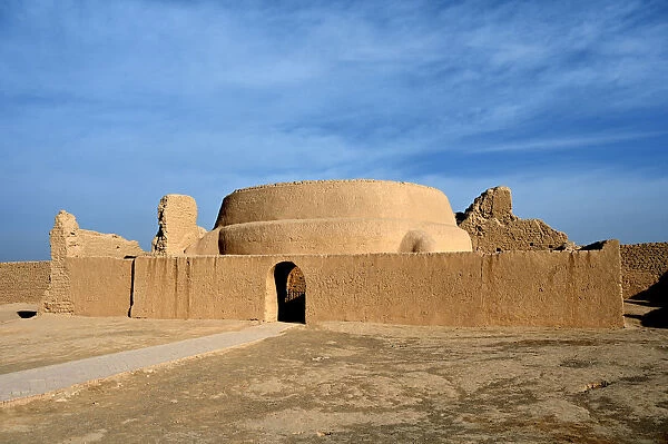Mosque in the ruined ancient Silk Road oasis city of Gaochang, Taklamakan desert