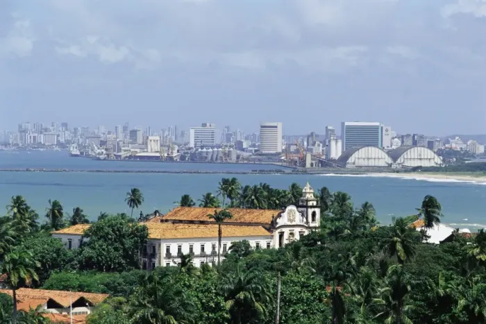 Framed Print : Mosteiro de Sao Bento, monastery and view of Recife in the background, Olinda, Per Framed Print : Mosteiro de Sao Bento, monastery and view of Recife in the background, Olinda, Per