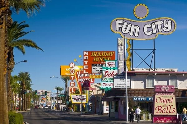 Motels and Wedding Chapel, The Strip, Las Vegas, Nevada, United States of America