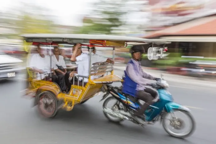 Framed Print : Motion blur image of a tuk-tuk in the capital city of Phnom Penh, Cambodia, Indochina, Southeast Asia, Asia Framed Print : Motion blur image of a tuk-tuk in the capital city of Phnom Penh, Cambodia, Indochina, Southeast Asia, Asia
