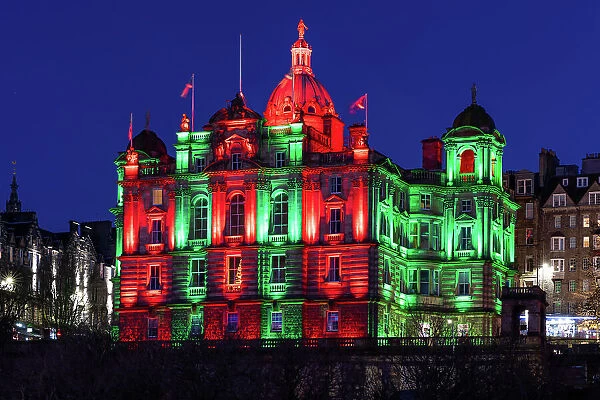 The Mound lit up for Christmas, Edinburgh, Scotland, United Kingdom, Europe