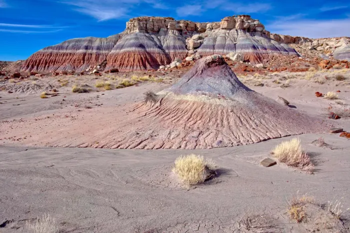 Framed Print : Mounds and cliffs of expansive clay called Bentonite in the Jasper Forest of Petrified Framed Print : Mounds and cliffs of expansive clay called Bentonite in the Jasper Forest of Petrified