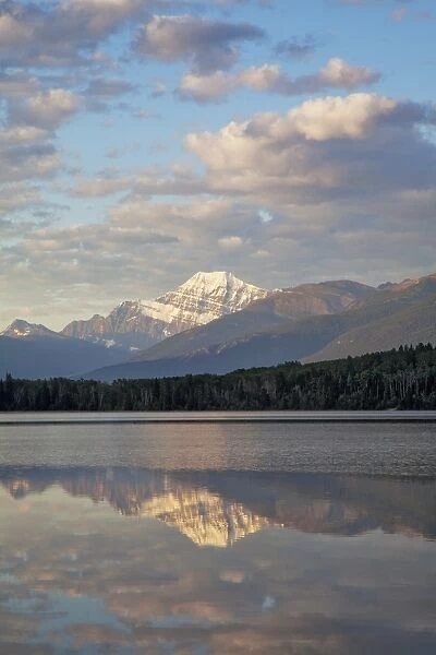 Mount Edith Cavell reflected in Pyramid Lake, early morning light, Jasper National Park