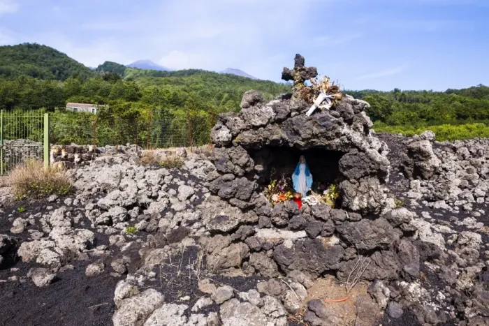 Framed Print : Mount Etna Volcano, shrine where the lava from an eruption stopped, UNESCO World Heritage Site, Sicily, Italy, Europe Framed Print : Mount Etna Volcano, shrine where the lava from an eruption stopped, UNESCO World Heritage Site, Sicily, Italy, Europe