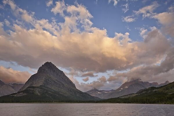 Mount Grinnell and Swiftcurrent Lake at dawn, Glacier National Park, Montana, United States of America, North America