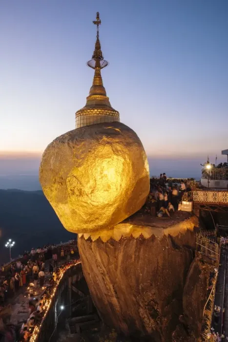 Framed Print : Mount Kyaiktiyo (Golden Rock) at twilight, Mon State, Myanmar (Burma), Asia Framed Print : Mount Kyaiktiyo (Golden Rock) at twilight, Mon State, Myanmar (Burma), Asia