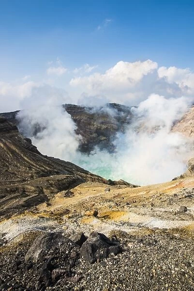 Mount Naka active crater lake, Mount Aso, Kyushu, Japan, Asia