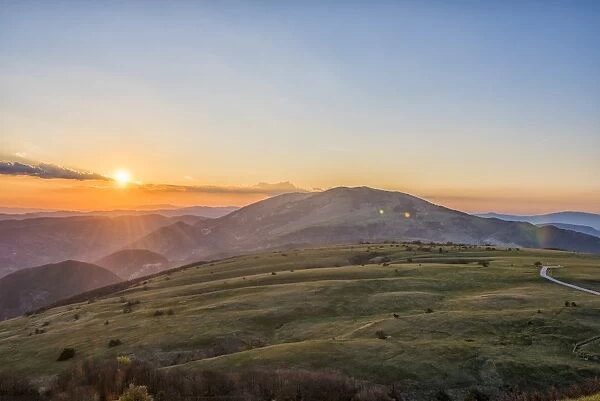 Mount Petrano, sunset on Apennines, Marche, Italy, Europe