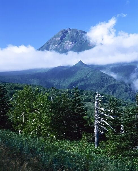 Mount Rauso-dake with low cloud