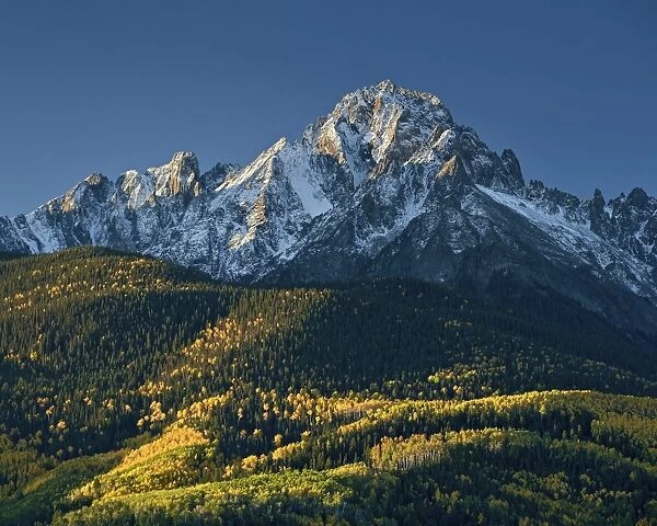 Mount Sneffels with snow in the fall, Uncompahgre National Forest, Colorado, United States of America, North America