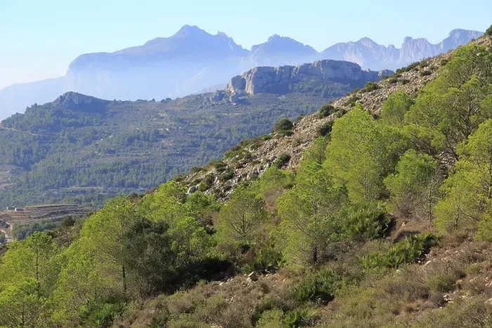 Framed Print : Mountain peaks landscape from Coll de Rates, looking west, Tarbena, Marina Alta, Alicante province, Spain, Europe Framed Print : Mountain peaks landscape from Coll de Rates, looking west, Tarbena, Marina Alta, Alicante province, Spain, Europe
