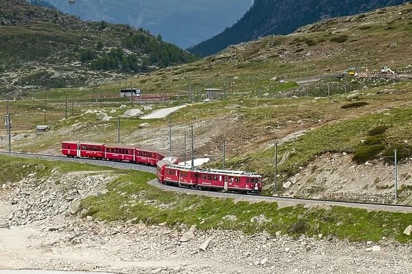 Mountain railway, Bernina Pass, Switzerland, Europe