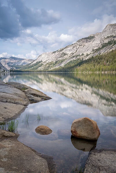 Mountain reflections in the tranquil waters of Tenaya Lake in Yosemite National Park, UNESCO World Heritage Site, California, United States of America, North America