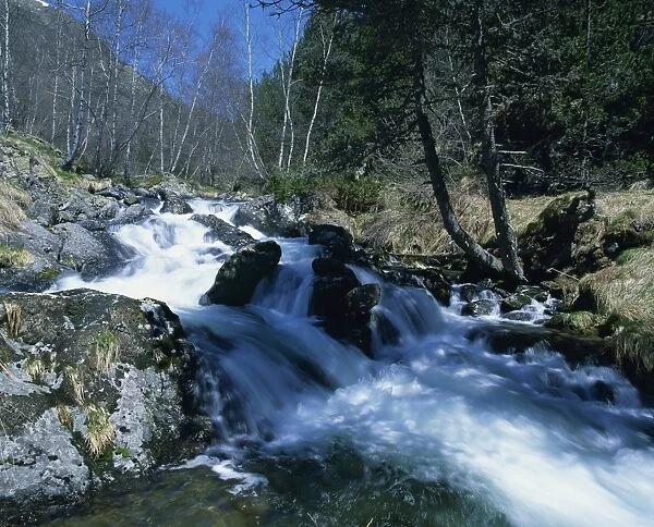 A mountain stream in La Massana in Andorra, Europe