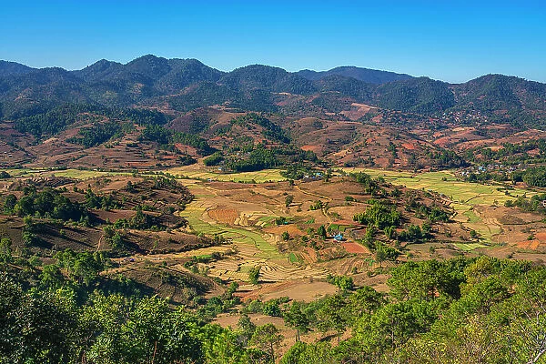 Mountainous countryside near Kalaw, Shan State, Myanmar (Burma), Asia