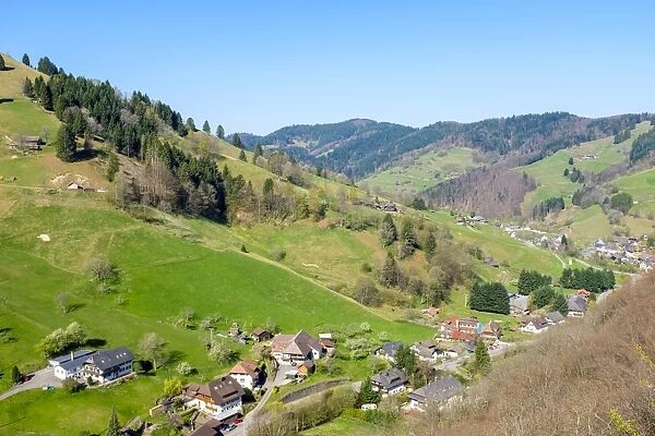 Mountainous landscape in the Upper Munster valley in early spring, Breisgau-Hochschwarzwald