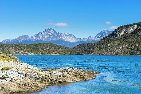 Mountains in Beagle Channel, Lapataia Bay, Tierra del Fuego National Park, Patagonia, Argentina, South America
