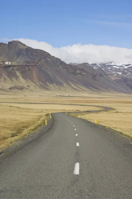 Framed Print : Mountains of Frodarheidi and empty Icelandic road
