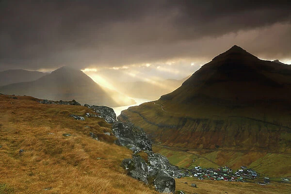 Mountains at Funningur, Eysturoy, Faroe Islands, Denmark, Europe