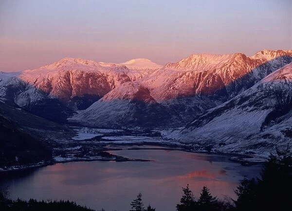 Mountains and Loch Duich head at dusk