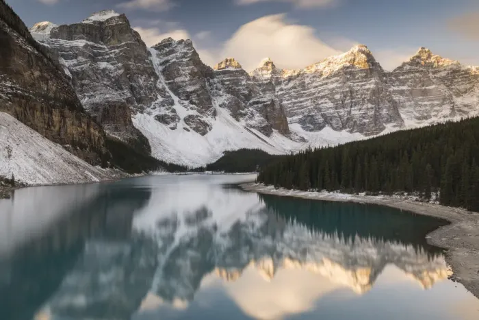 Framed Print : Mountains reflected in Moraine Lake, Banff National Park, UNESCO World Heritage Site Framed Print : Mountains reflected in Moraine Lake, Banff National Park, UNESCO World Heritage Site