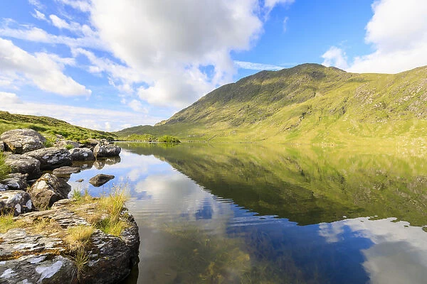 Mountains reflected in water, Killarney National Park, County Kerry, Munster, Republic of Ireland