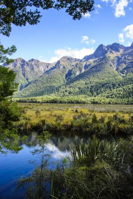 Framed Print : Mountains reflecting in the Mirror Lakes, Eglinton Valley, South Island, New Zealand, Pacific Framed Print : Mountains reflecting in the Mirror Lakes, Eglinton Valley, South Island, New Zealand, Pacific