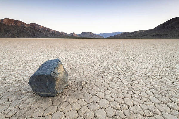 Moving boulders at Racetrack Playa in Death Valley National Park, California, United