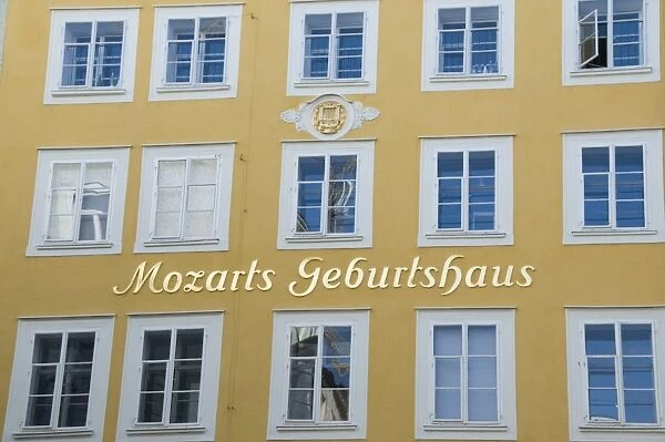 Mozarts Birthplace, now a museum, in Getreidegasse, Salzburg, Austria, Europe