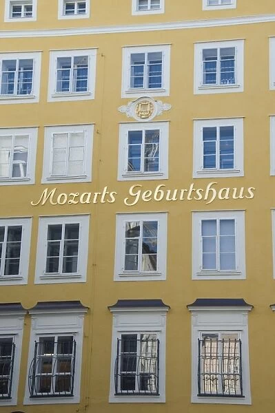 Mozarts Birthplace, now a museum, in Getreidegasse, Salzburg, Austria, Europe