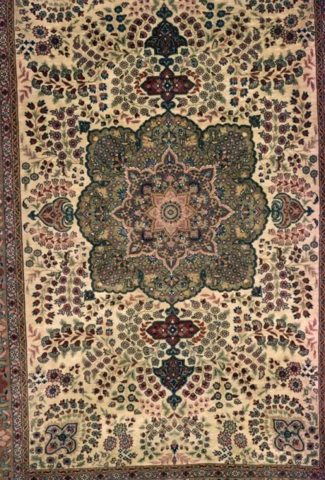 Framed Print : Mughal floral pattern woven in rug Framed Print : Mughal floral pattern woven in rug