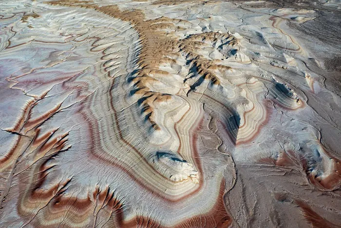 Framed Print : Multicoloured layers of sandstone, Kyzylkup, Mangystau, Kazakhstan, Central Asia, Asia
