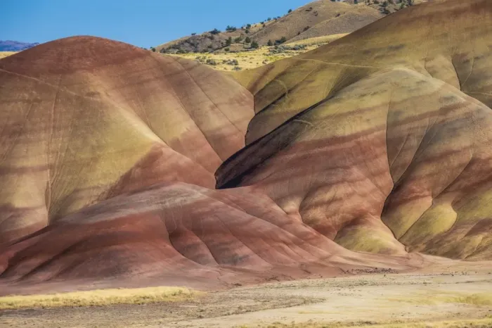 Framed Print : Multicoloured strata in the Painted Hills unit in the John Day Fossil Beds National Monument, Oregon, United States of America, North America Framed Print : Multicoloured strata in the Painted Hills unit in the John Day Fossil Beds National Monument, Oregon, United States of America, North America