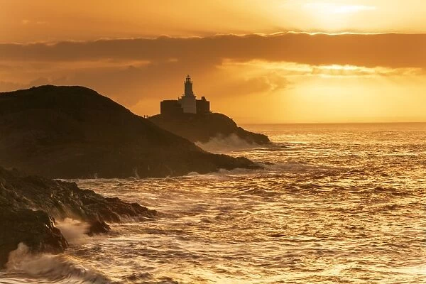 Mumbles Lighthouse, Bracelet Bay, Gower, Swansea, Wales, United Kingdom, Europe