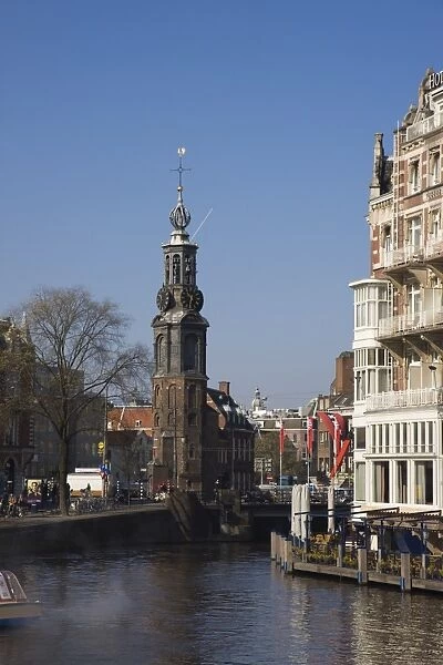 The Munttoren (Mint Tower) on the Amstel River, Amsterdam, Netherlands, Europe