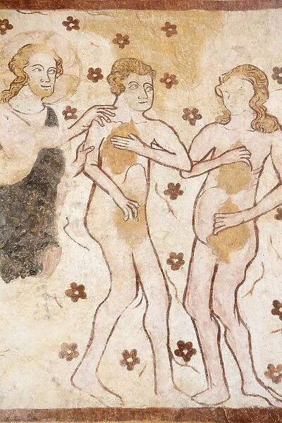 Mural of Adam and Eve banished from the Garden of Eden, dating from the 12th to 16th