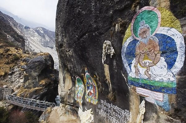 Mural of Guru Rinpoche, Solu Khumbu Everest Region, Sagarmatha National Park, Nepal, Asia