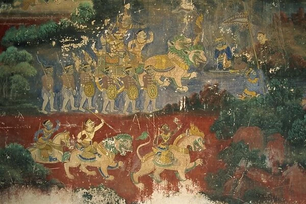 Mural in Silver Pagoda of the life of Jayarvaman, Phnom Penh, Cambodia