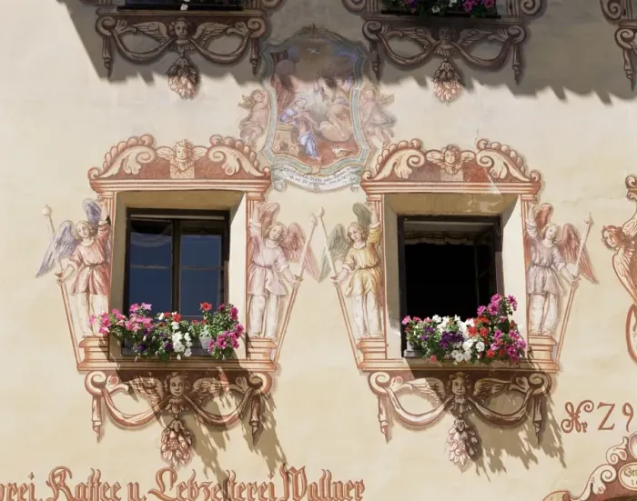 Framed Print : Mural surrounding cafe windows, St. Wolfgang, Salzburg Province, Austria, Europe Framed Print : Mural surrounding cafe windows, St. Wolfgang, Salzburg Province, Austria, Europe