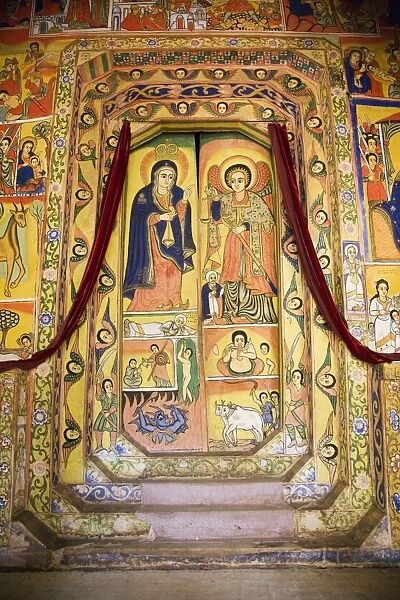 Murals in the beautifully painted Inner Sanctuary of the Christian Church of Ura Kedane Meheriet