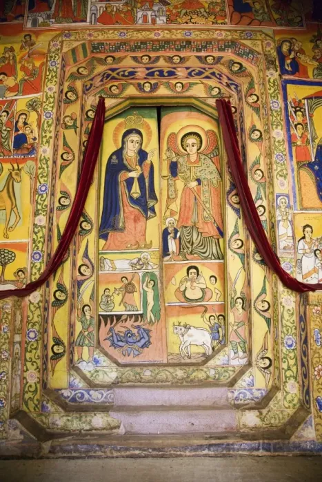 Framed Print : Murals in the beautifully painted Inner Sanctuary of the Christian Church of Ura Kedane Meheriet Framed Print : Murals in the beautifully painted Inner Sanctuary of the Christian Church of Ura Kedane Meheriet