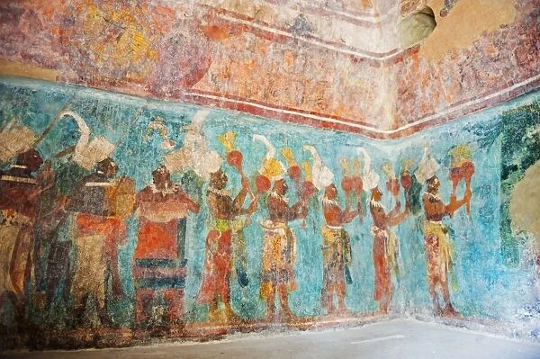 Murals at Bonampak Mayan ruins, Chiapas state, Mexico, North America