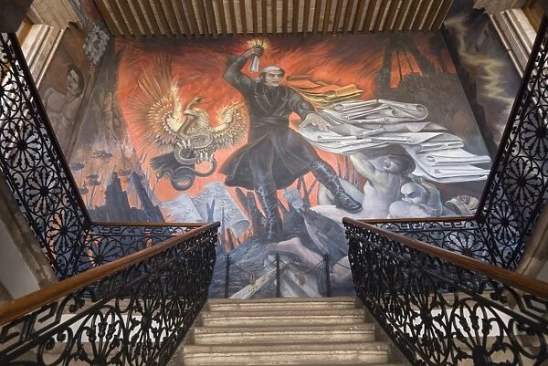Murals of the revolutionary hero Jose Maria Morelos, painted by Agustin Cardenas in the Palicio de Justica, Morelia, Michoacan, Mexico