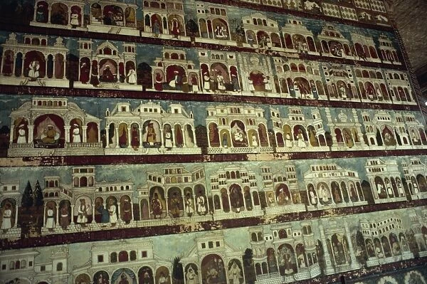 Murals in Tipu Sultans palace, Seringapatam, Mysore, Karnataka state, India, Asia