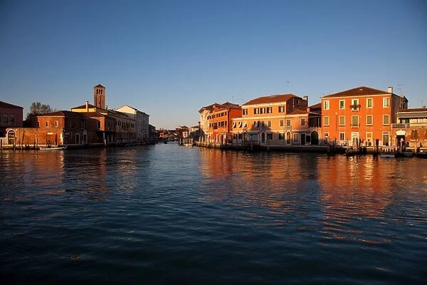 Murano island at sunset, Venice lagoon, Venice, Veneto, Italy, Europe