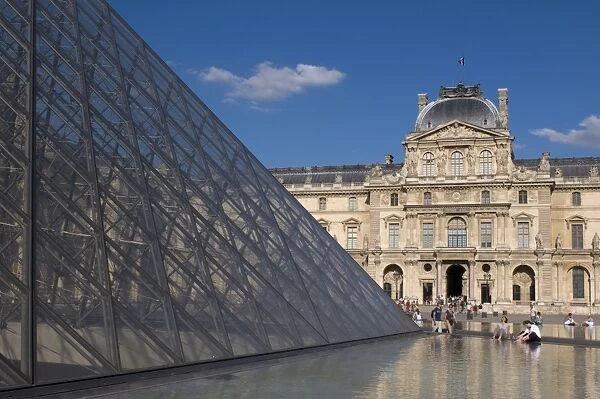 Musee du Louvre and Pei Pyramid, Paris, France, Europe