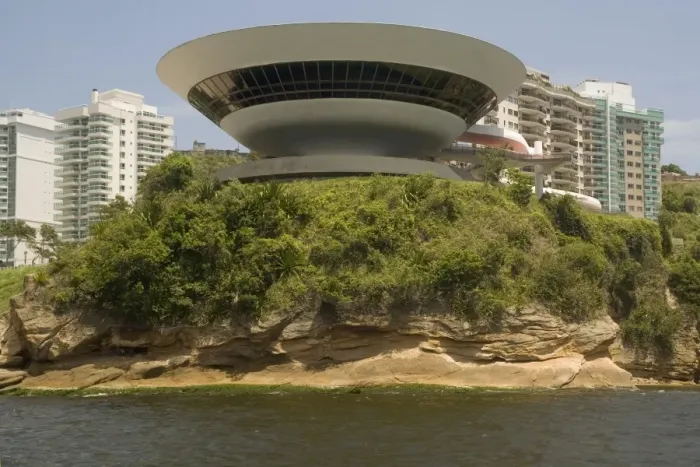 Framed Print : Museum of Contemporary Art, designed by Oscar Niemeyer, Niteroi, Rio de Janeiro Framed Print : Museum of Contemporary Art, designed by Oscar Niemeyer, Niteroi, Rio de Janeiro
