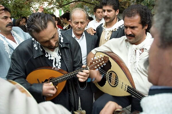 Musicians attending a village wedding