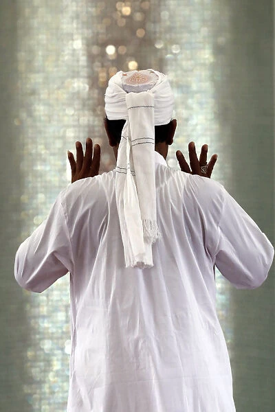Muslim man praying, Masjid Ar-Rohmah mosque, Chau Doc, Vietnam, Indochina, Southeast Asia