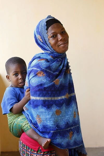 Muslim mother and son, Lome, Togo, West Africa, Africa